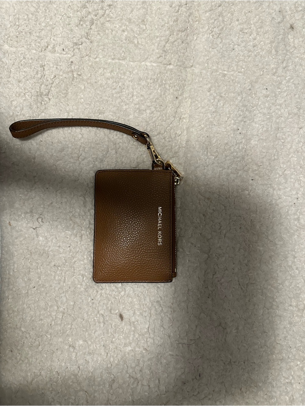 Michael Kors Tan/Brown Pebbled Leather Wristlet Card Holder